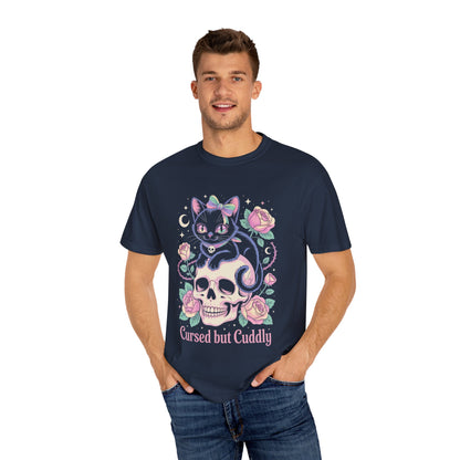 Cursed but Cuddly Cat Tee – Pastel Goth Black Cat T-Shirt