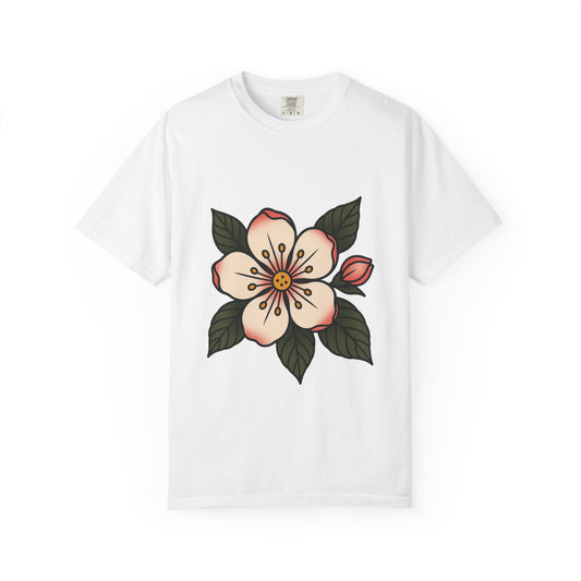 Traditional Blossom Tattoo Tee – Comfort Colors Unisex Garment-Dyed T-Shirt
