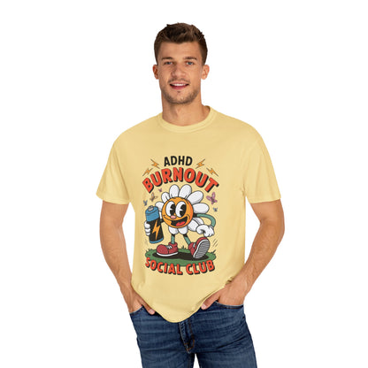 ADHD Burnout Social Club Tee – Funny Retro Flower Character Shirt