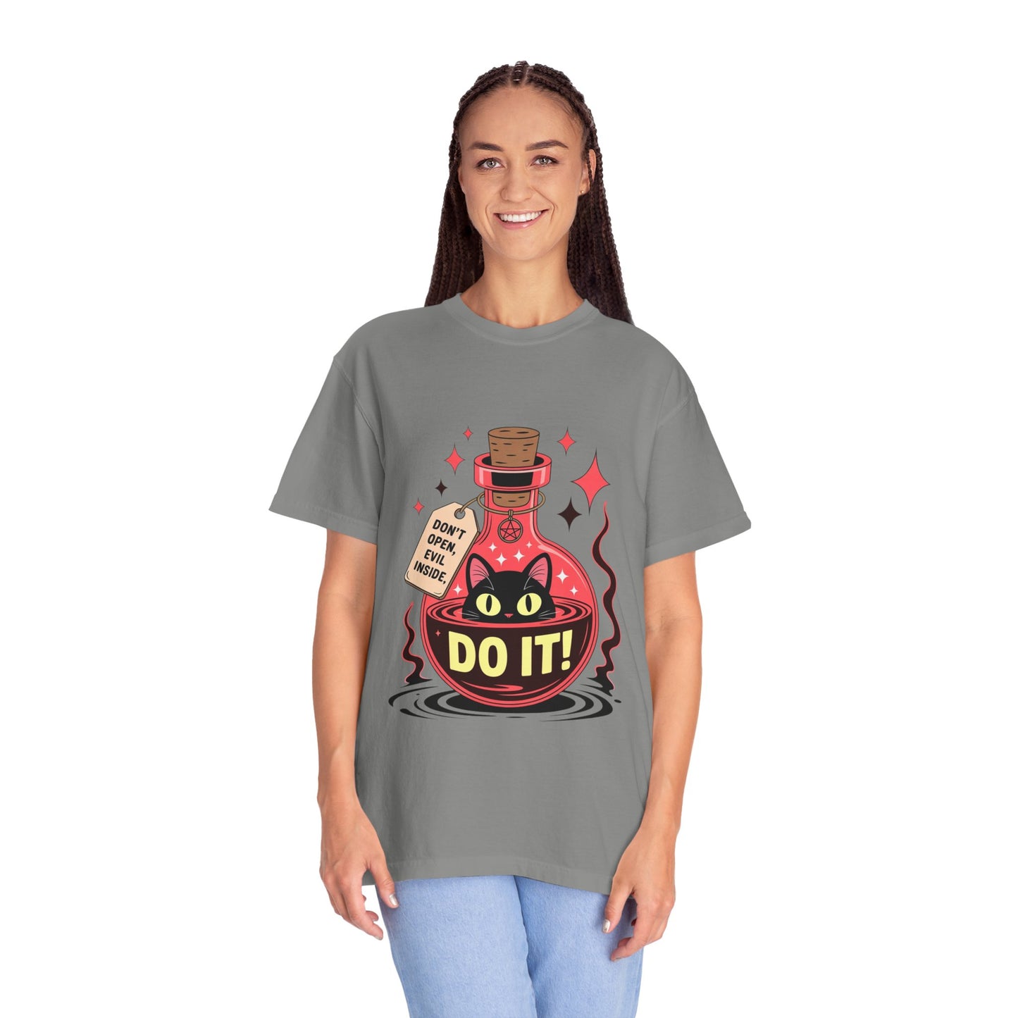 Evil Cat Potion Tee – Gothic Bottle Familiar Comfort Colors T-Shirt