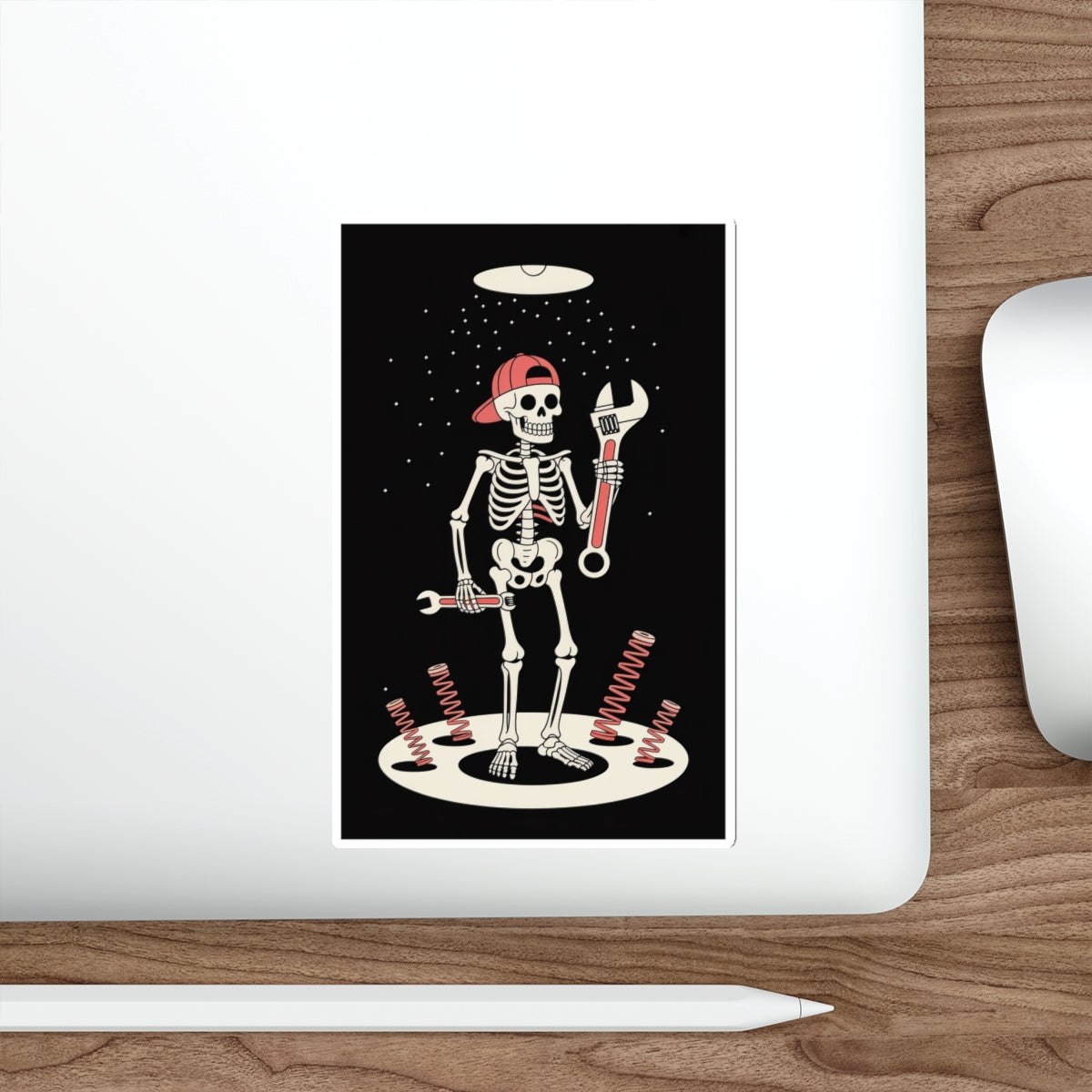 UFO Mechanic Skeleton Sticker – Die-Cut Vinyl Sticker