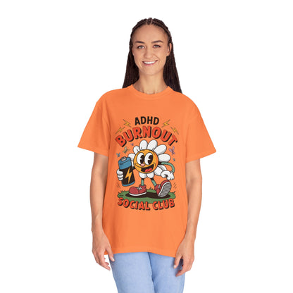 ADHD Burnout Social Club Tee – Funny Retro Flower Character Shirt