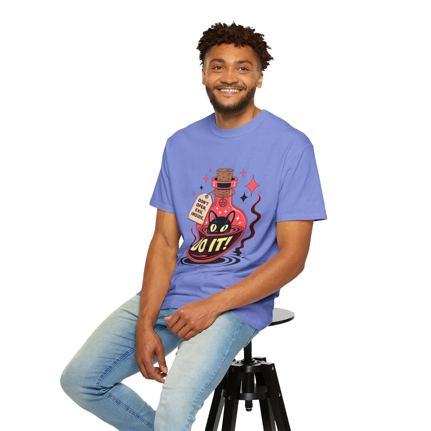 Evil Cat Potion Tee – Gothic Bottle Familiar Comfort Colors T-Shirt