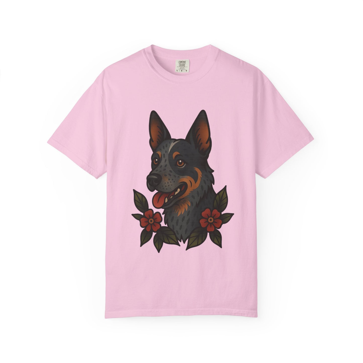 Australian Cattle Dog Floral Tattoo Tee – Comfort Colors Unisex Garment-Dyed T-Shirt