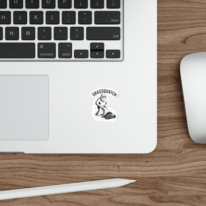 Grassquatch Lawn Mowing Sticker – Die-Cut Vinyl Sticker