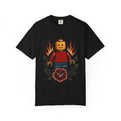 Lego Flame Rose Tattoo Tee – Comfort Colors Unisex Garment-Dyed T-Shirt