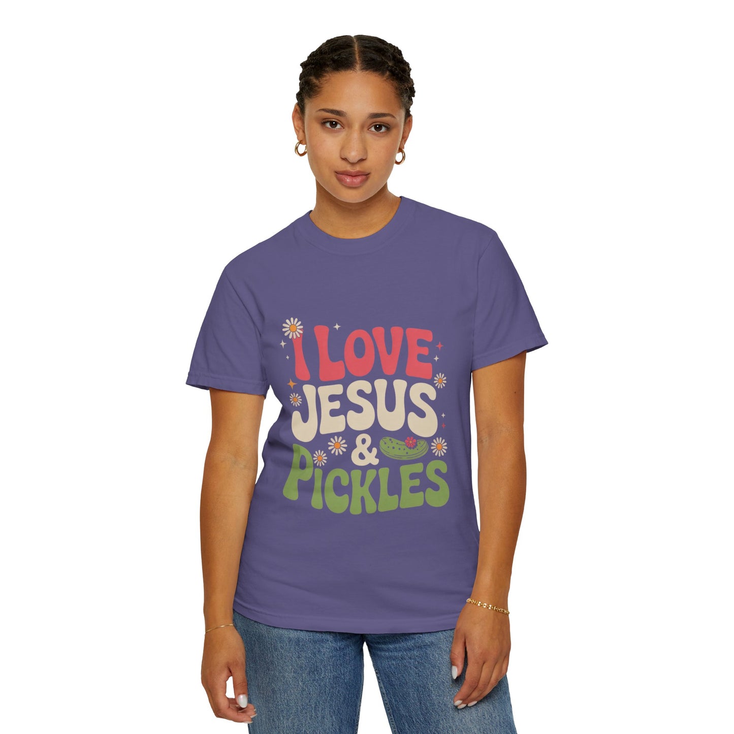 I Love Jesus & Pickles Tee – Faith Meets Flavor Comfort Colors T-Shirt