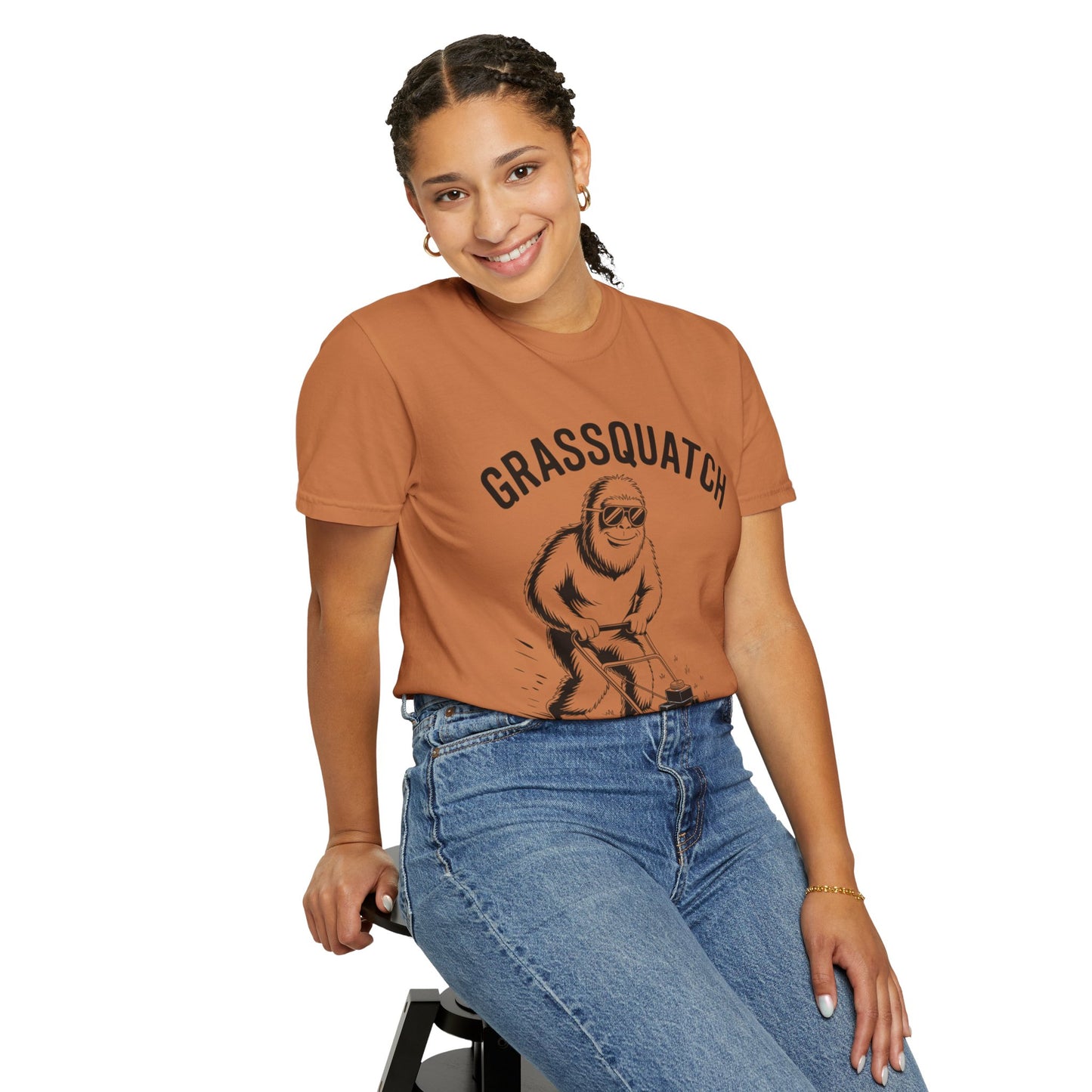 Grassquatch Lawn Mowing Tee – Funny Bigfoot Yardwork Shirt