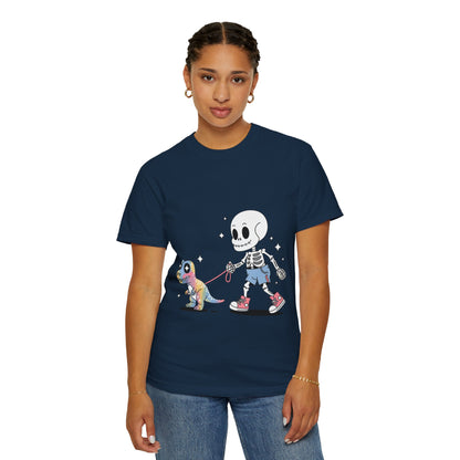 Dino Walk Tee – Skeleton Walking Rainbow Dinosaur Shirt
