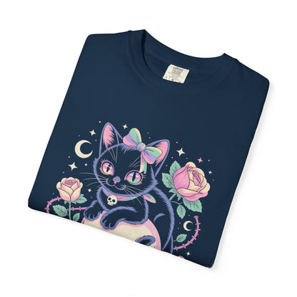 Cursed but Cuddly Cat Tee – Pastel Goth Black Cat T-Shirt