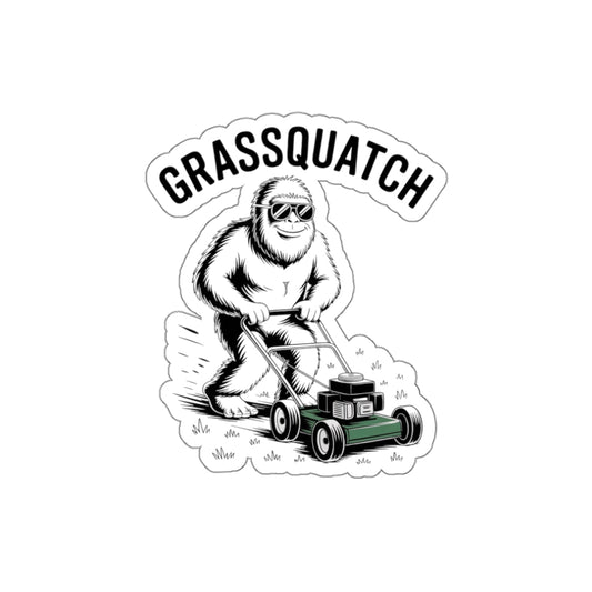 Grassquatch Lawn Mowing Sticker – Die-Cut Vinyl Sticker