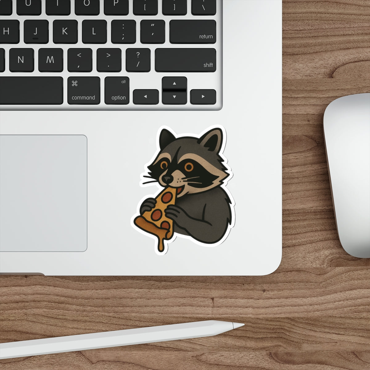 Pizza Raccoon Sticker – Mischievous Tattoo Style Vinyl Decal