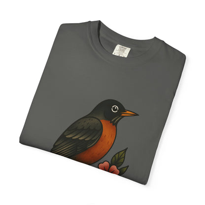 Robin & Wildflower Tattoo Tee – Comfort Colors Unisex Garment-Dyed T-Shirt