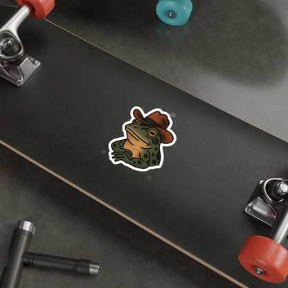 Cowboy Frog Sticker – Western Tattoo Style Vinyl Decal