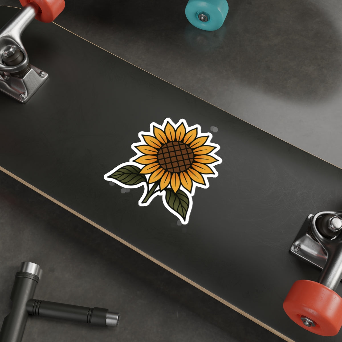 Sunflower Tattoo Sticker – Bold Flash Floral Vinyl Decal