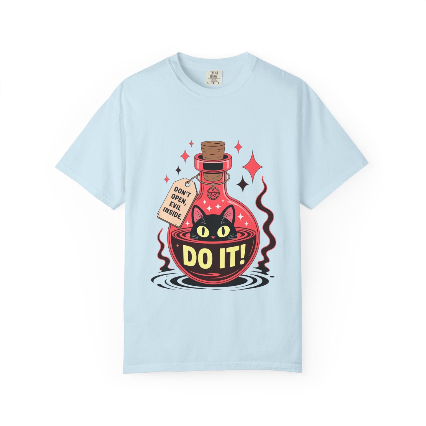 Evil Cat Potion Tee – Gothic Bottle Familiar Comfort Colors T-Shirt