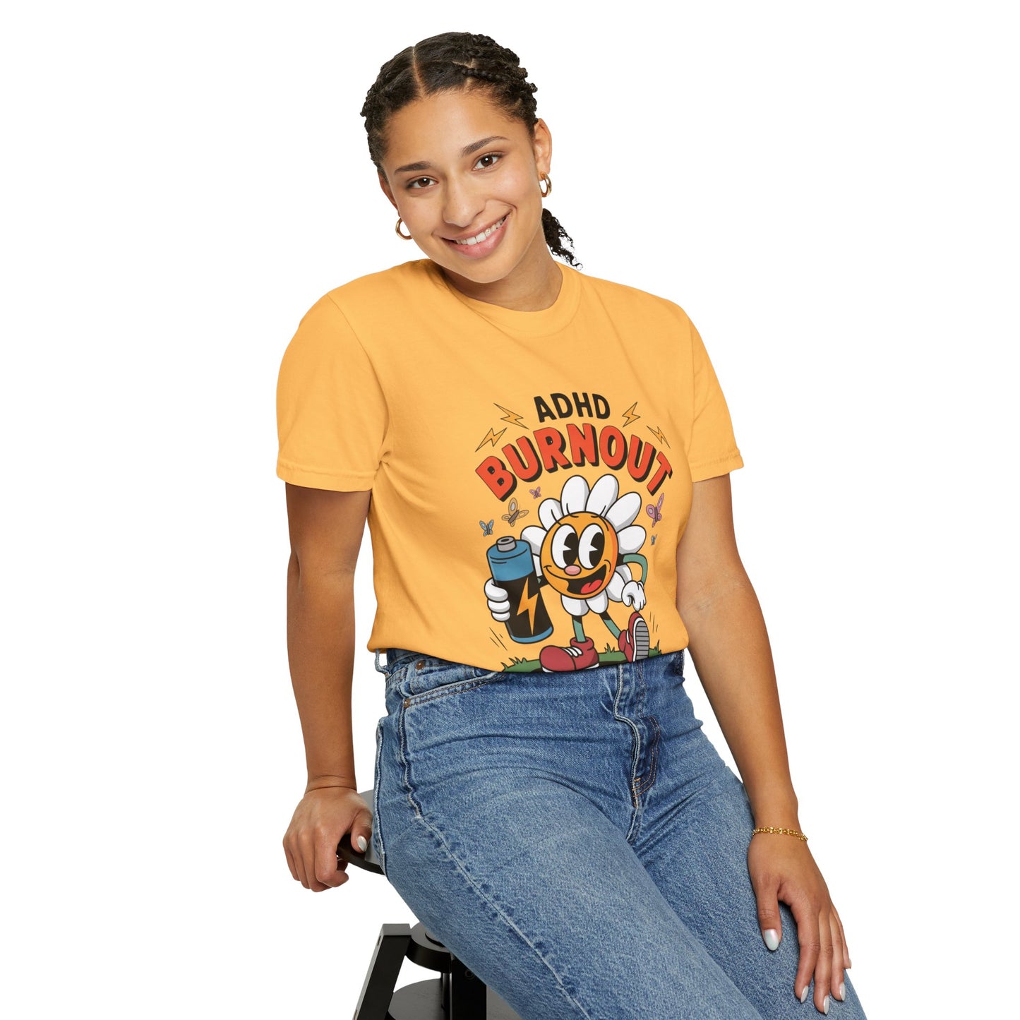 ADHD Burnout Social Club Tee – Funny Retro Flower Character Shirt