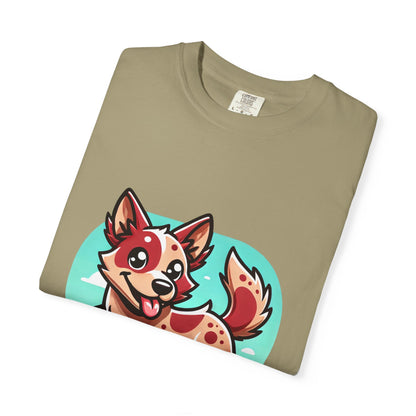 Playful Red Heeler Cartoon Dog T-Shirt – Comfort Colors Unisex Garment-Dyed Tee