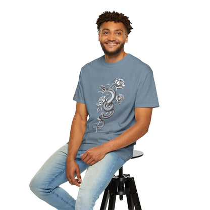 Snake and Rose Blackout Tee – Traditional Tattoo Art Shirt