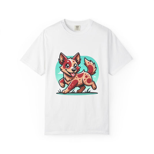 Playful Red Heeler Cartoon Dog T-Shirt – Comfort Colors Unisex Garment-Dyed Tee