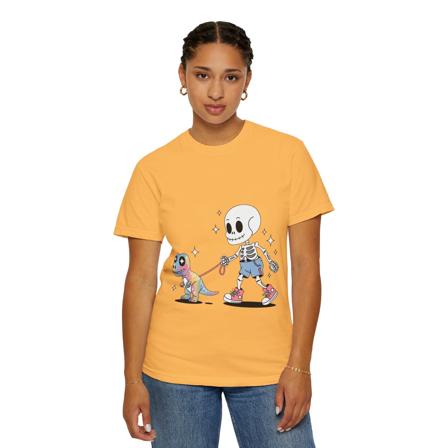 Dino Walk Tee – Skeleton Walking Rainbow Dinosaur Shirt