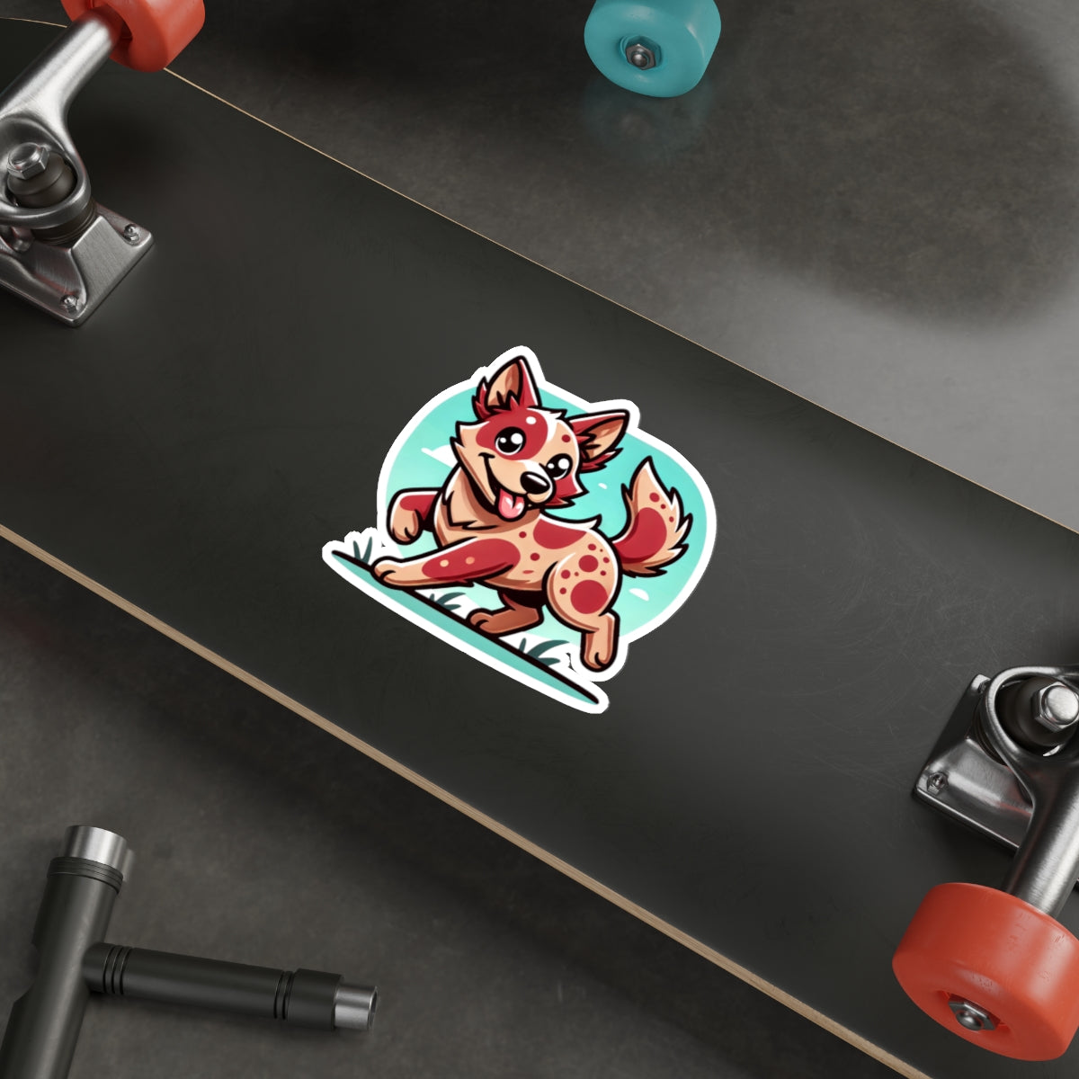 Red Heeler Cartoon Sticker – Cute Australian Cattle Dog Vinyl Decal