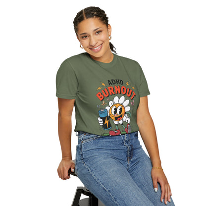ADHD Burnout Social Club Tee – Funny Retro Flower Character Shirt