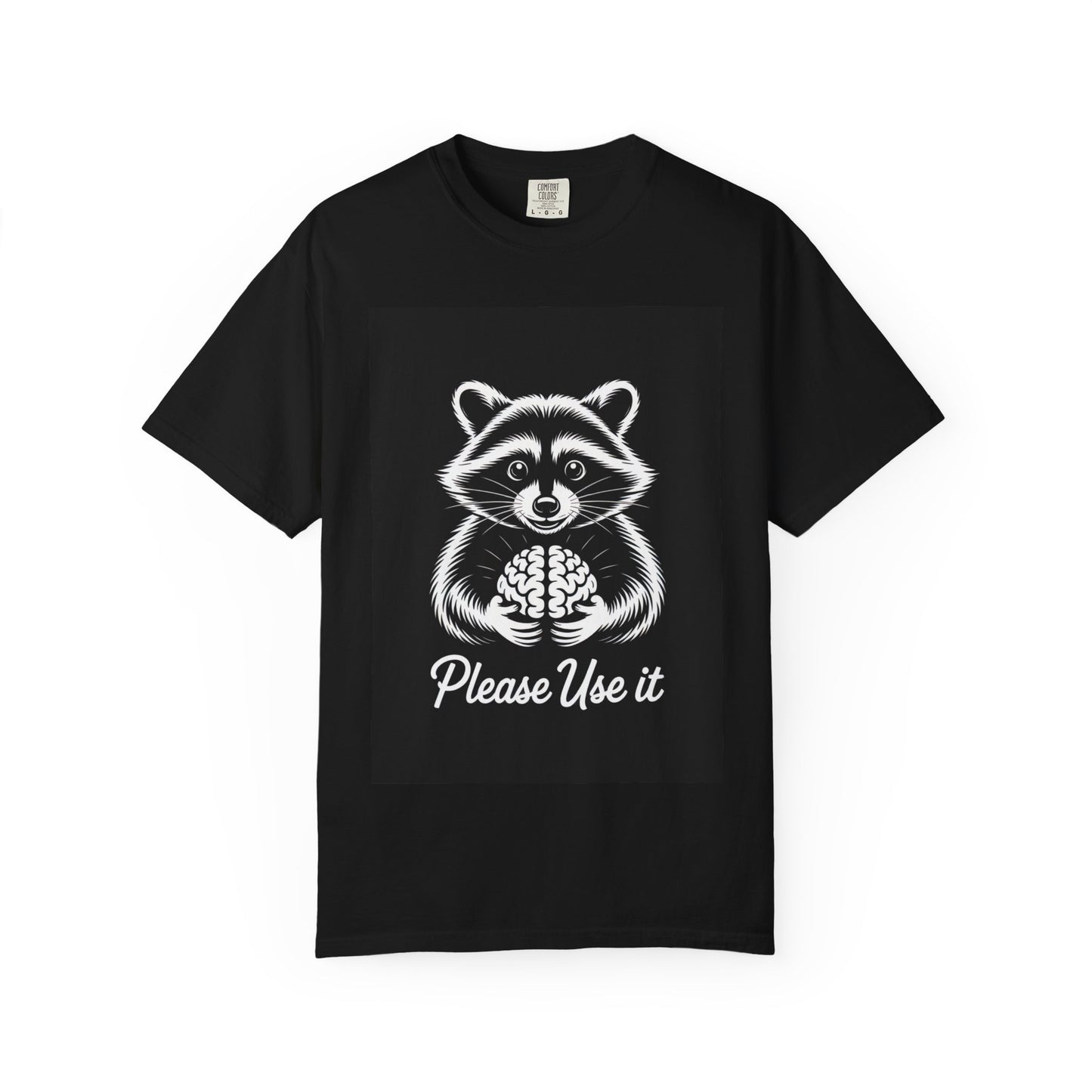 Please Use It Raccoon Tee – Whimsical Brain Reminder Comfort Colors T-Shirt