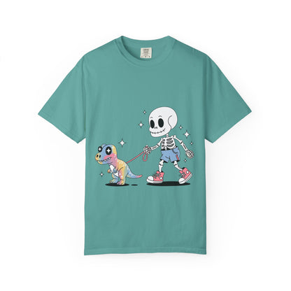 Dino Walk Tee – Skeleton Walking Rainbow Dinosaur Shirt