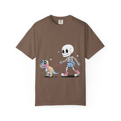 Dino Walk Tee – Skeleton Walking Rainbow Dinosaur Shirt