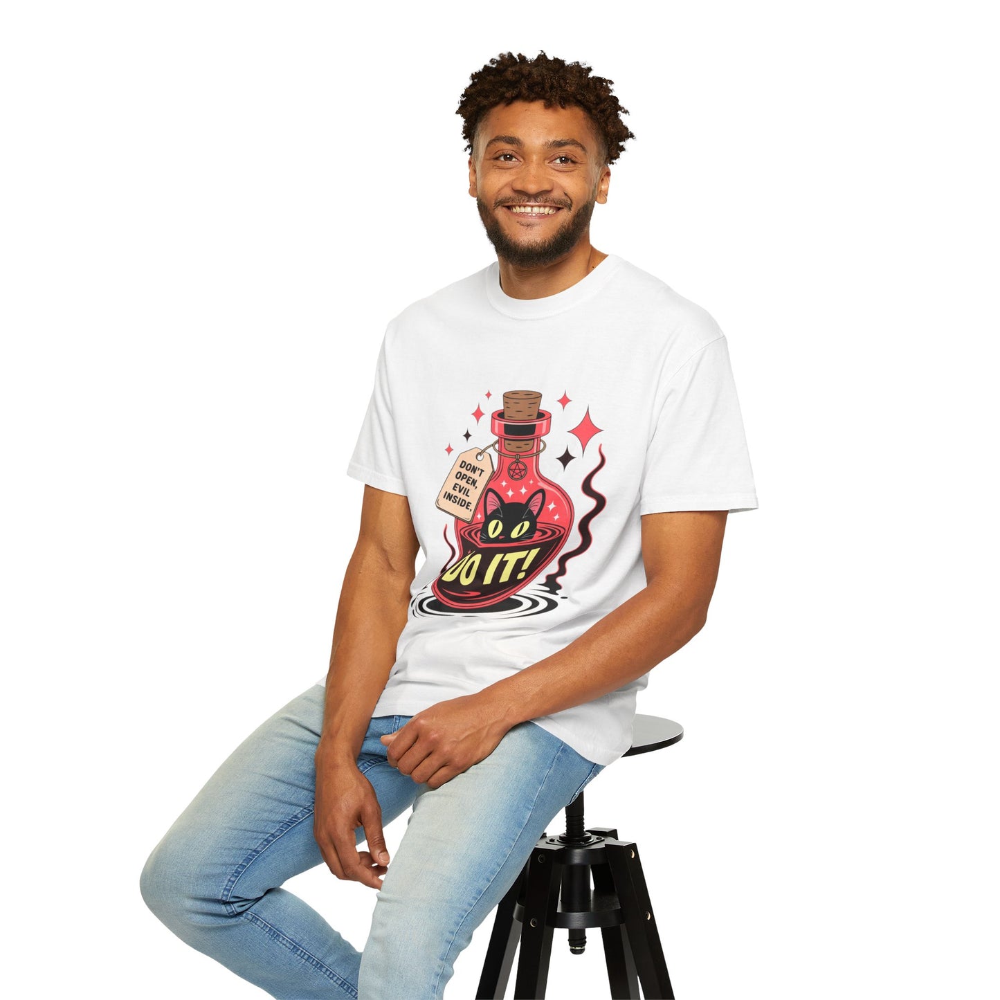 Evil Cat Potion Tee – Gothic Bottle Familiar Comfort Colors T-Shirt