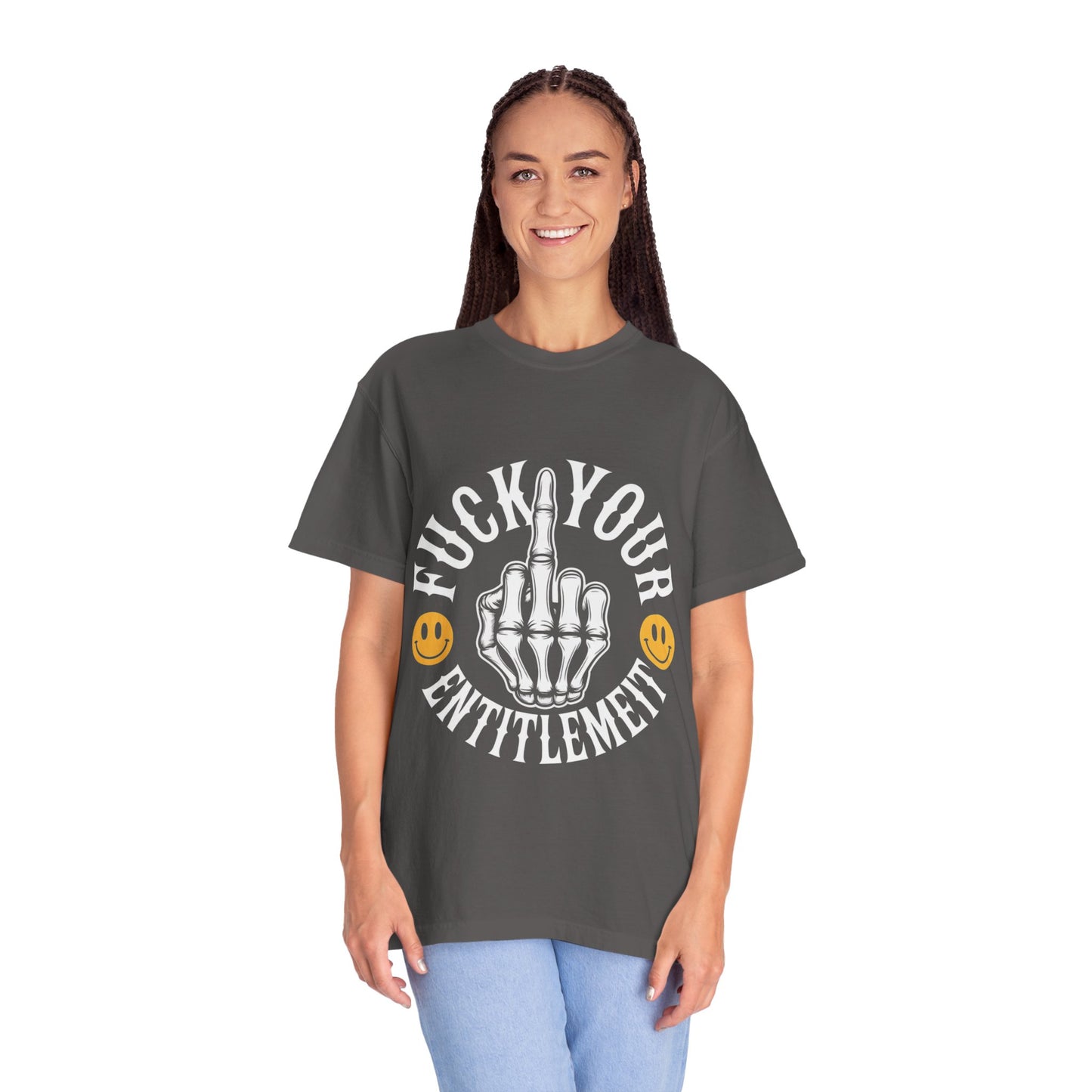 F*ck Your Entitlement Tee – Skeleton Middle Finger Comfort Colors T-Shirt