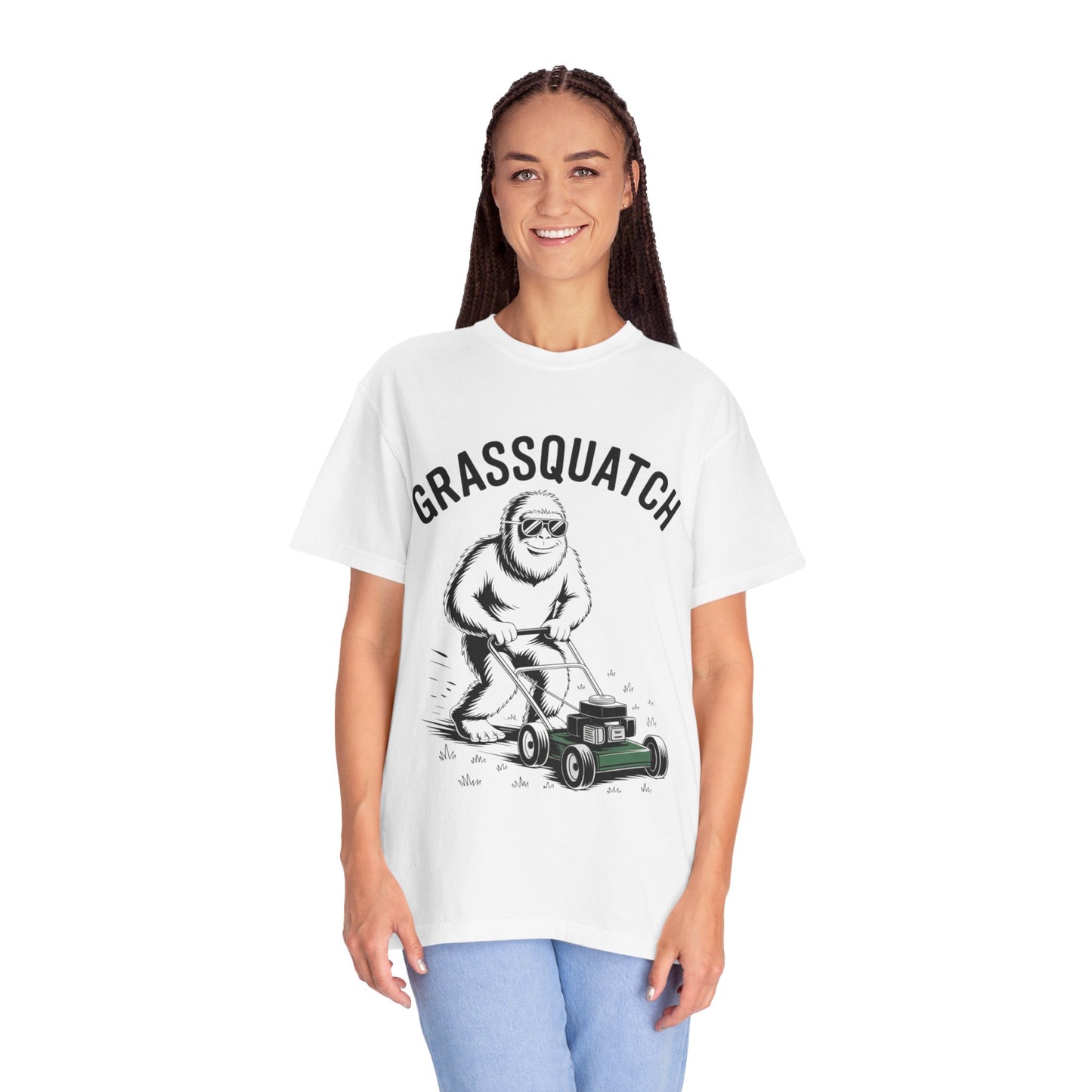 Grassquatch Lawn Mowing Tee – Funny Bigfoot Yardwork Shirt