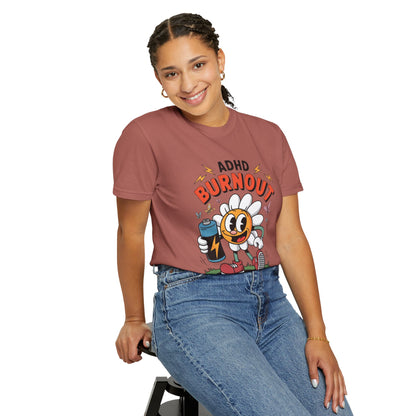 ADHD Burnout Social Club Tee – Funny Retro Flower Character Shirt