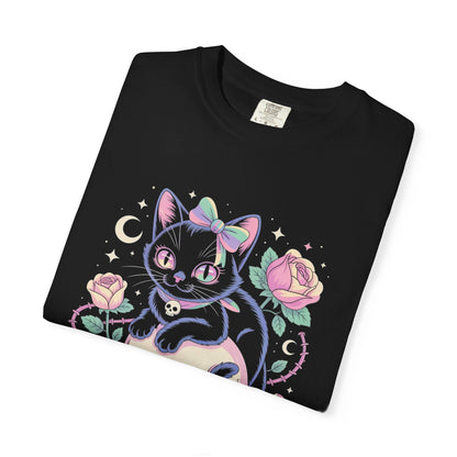 Cursed but Cuddly Cat Tee – Pastel Goth Black Cat T-Shirt