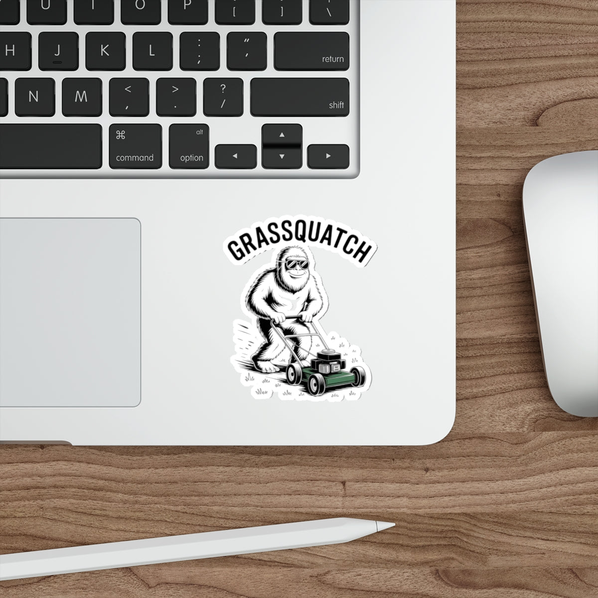 Grassquatch Lawn Mowing Sticker – Die-Cut Vinyl Sticker