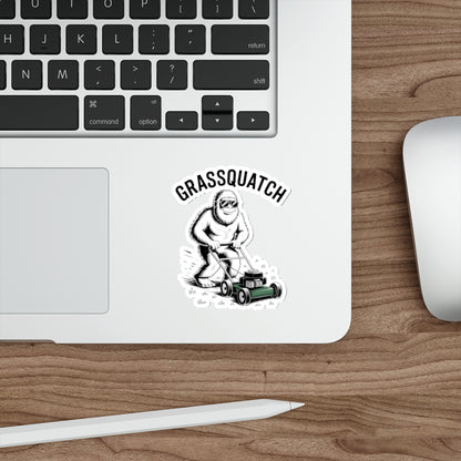 Grassquatch Lawn Mowing Sticker – Die-Cut Vinyl Sticker