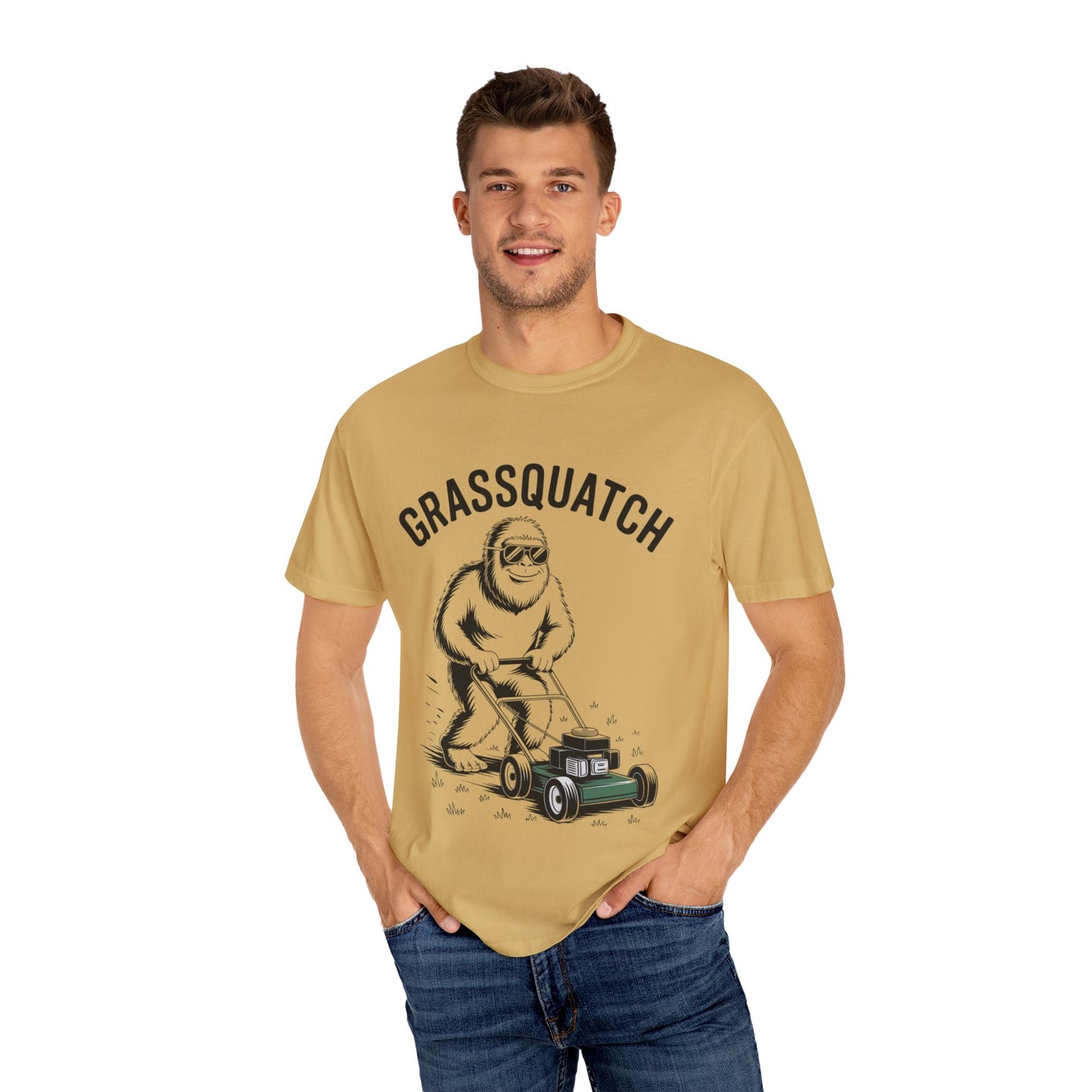 Grassquatch Lawn Mowing Tee – Funny Bigfoot Yardwork Shirt