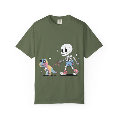 Dino Walk Tee – Skeleton Walking Rainbow Dinosaur Shirt