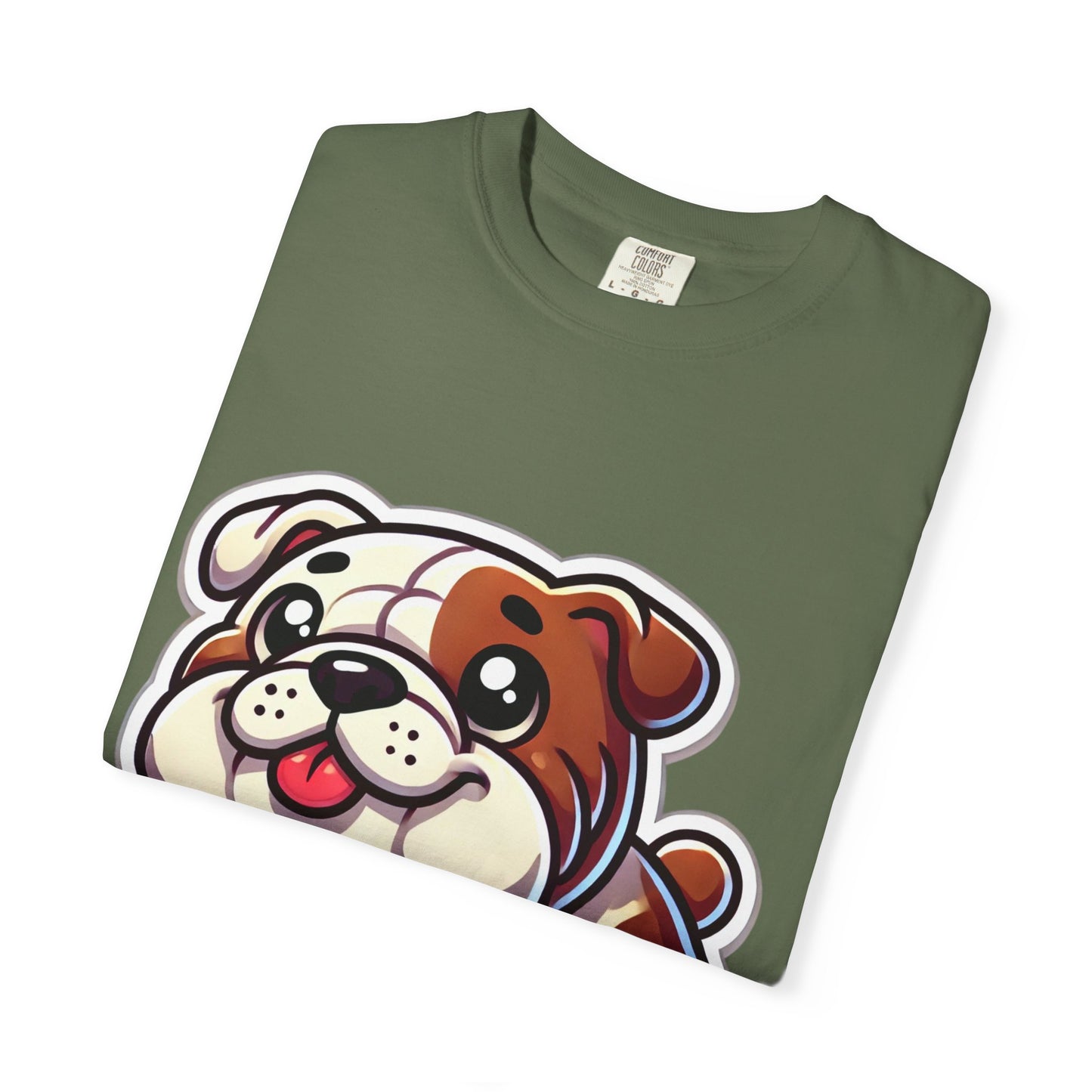 Cute English Bulldog Cartoon T-Shirt – Comfort Colors Unisex Garment-Dyed Tee