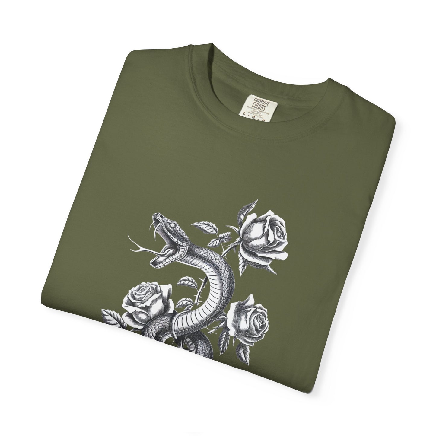 Snake and Rose Blackout Tee – Traditional Tattoo Art Shirt