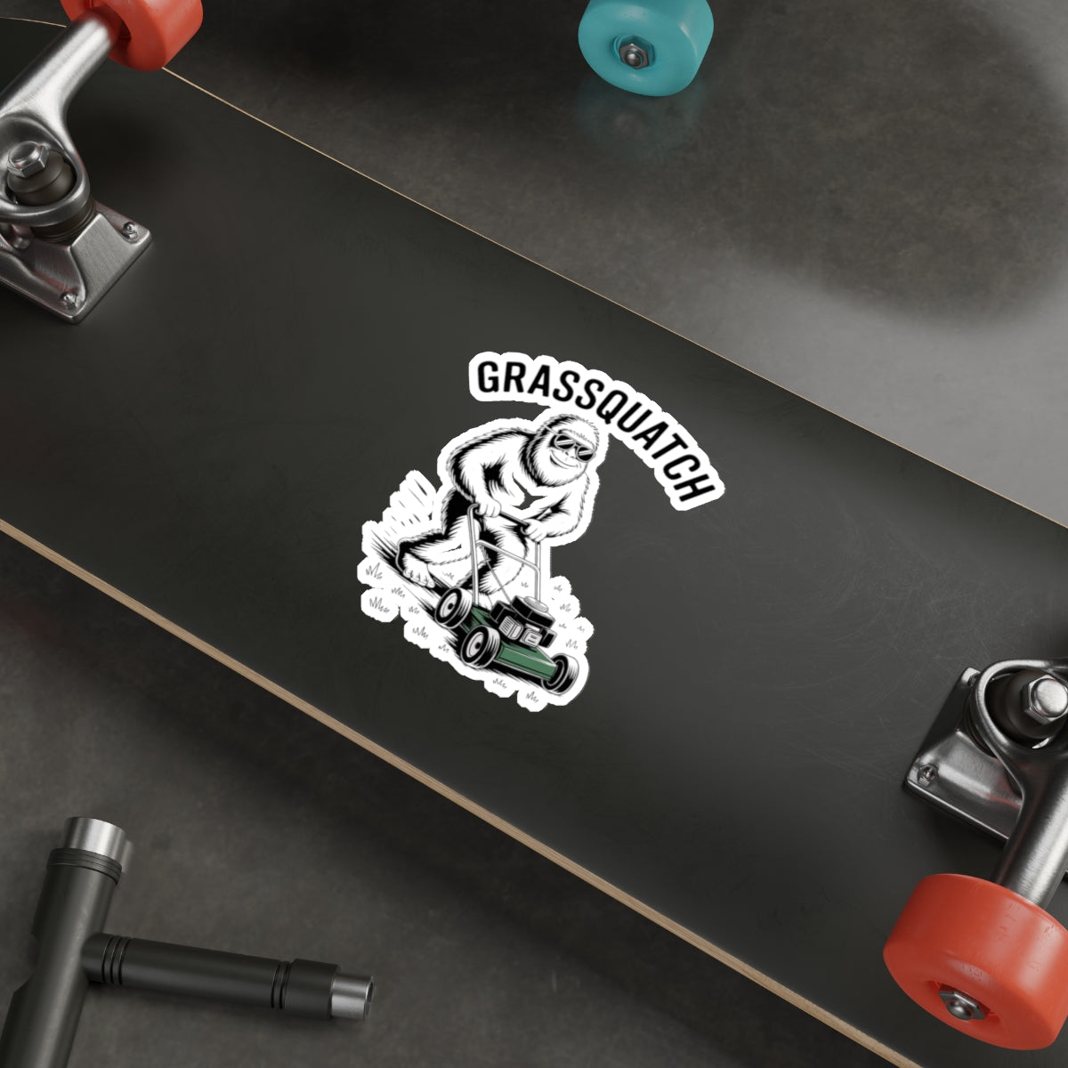Grassquatch Lawn Mowing Sticker – Die-Cut Vinyl Sticker