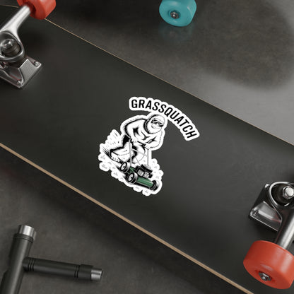 Grassquatch Lawn Mowing Sticker – Die-Cut Vinyl Sticker