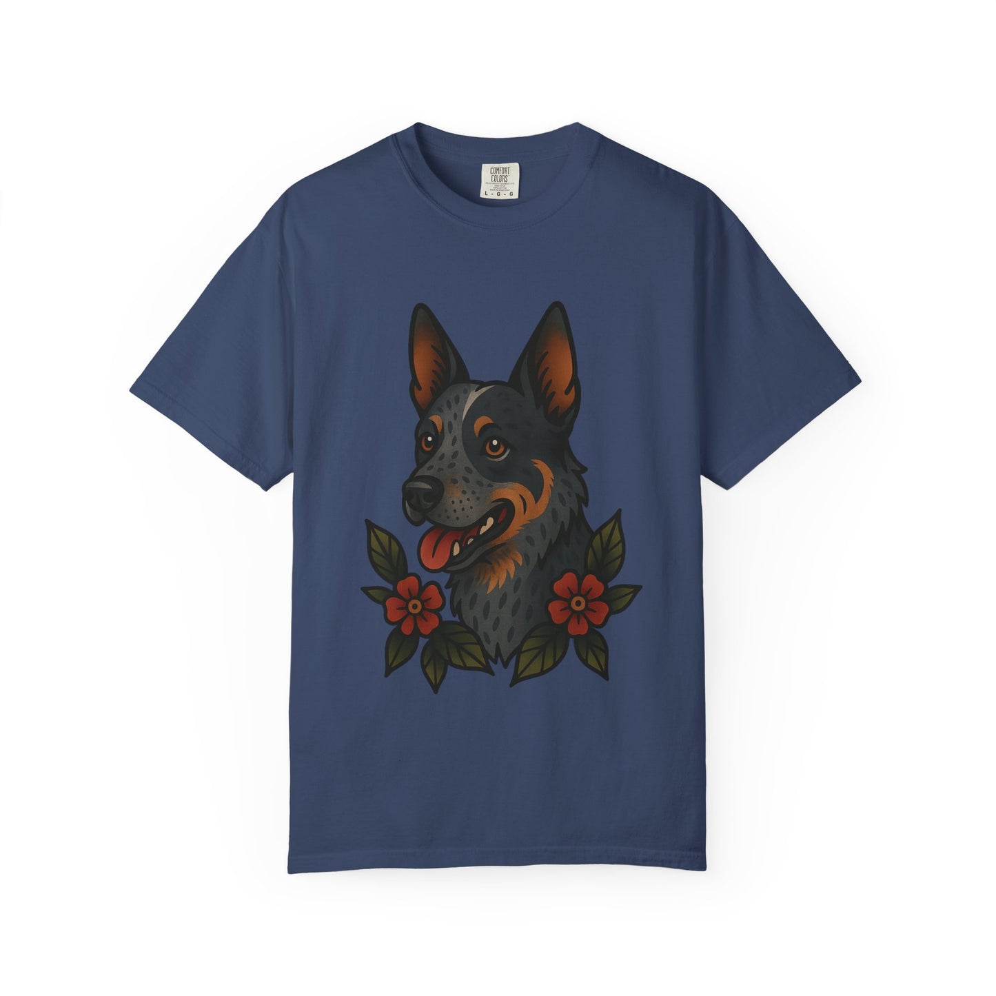 Australian Cattle Dog Floral Tattoo Tee – Comfort Colors Unisex Garment-Dyed T-Shirt