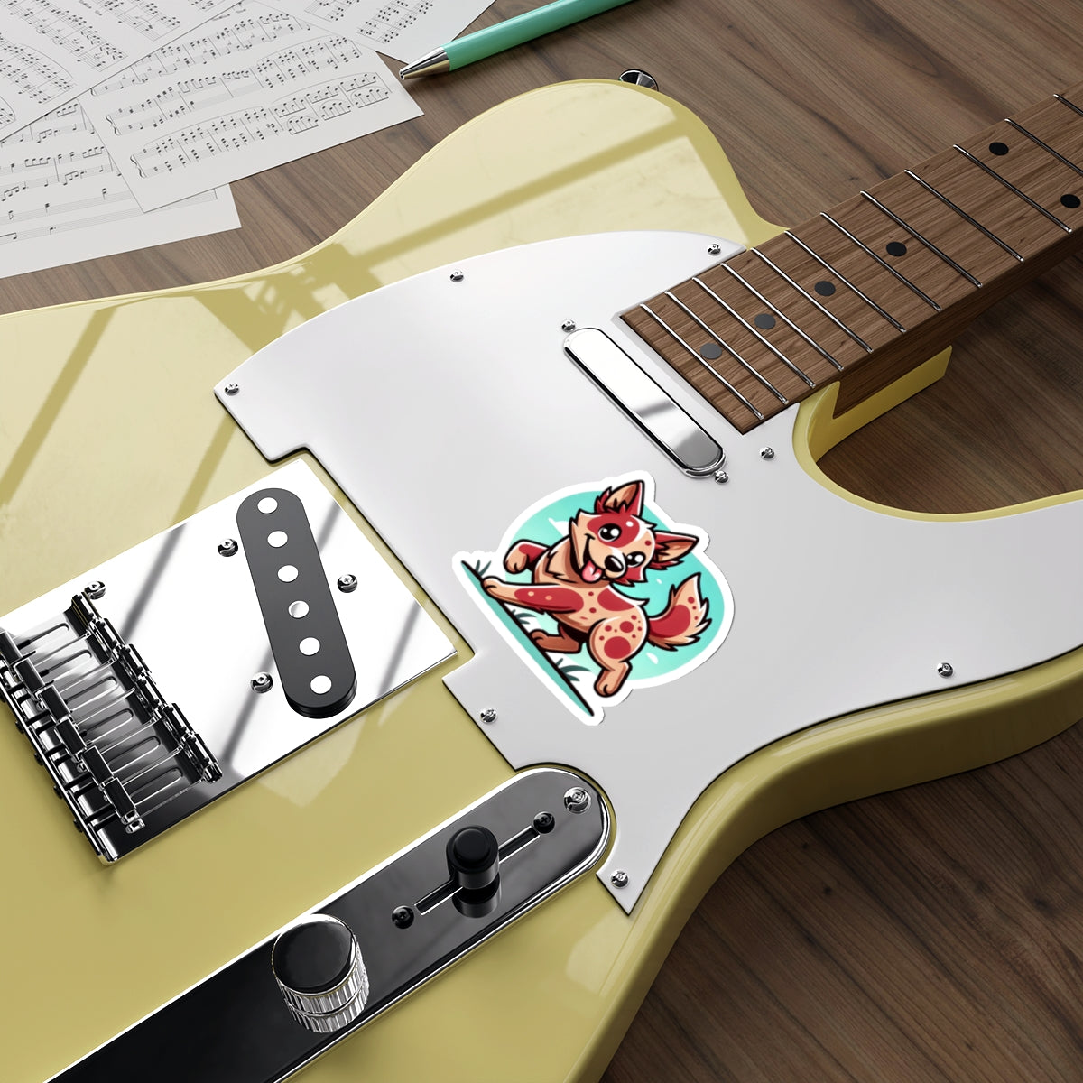 Red Heeler Cartoon Sticker – Cute Australian Cattle Dog Vinyl Decal