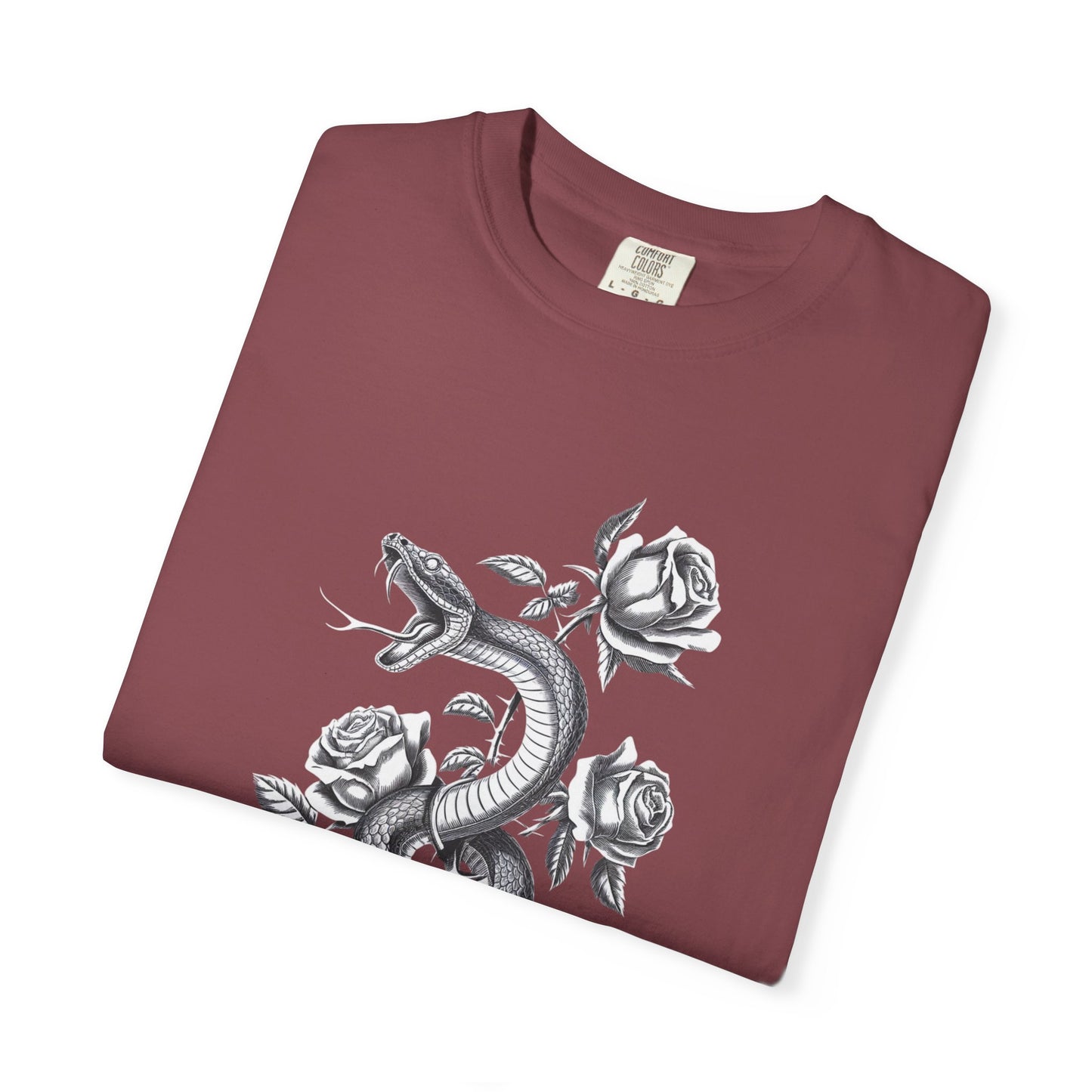Snake and Rose Blackout Tee – Traditional Tattoo Art Shirt