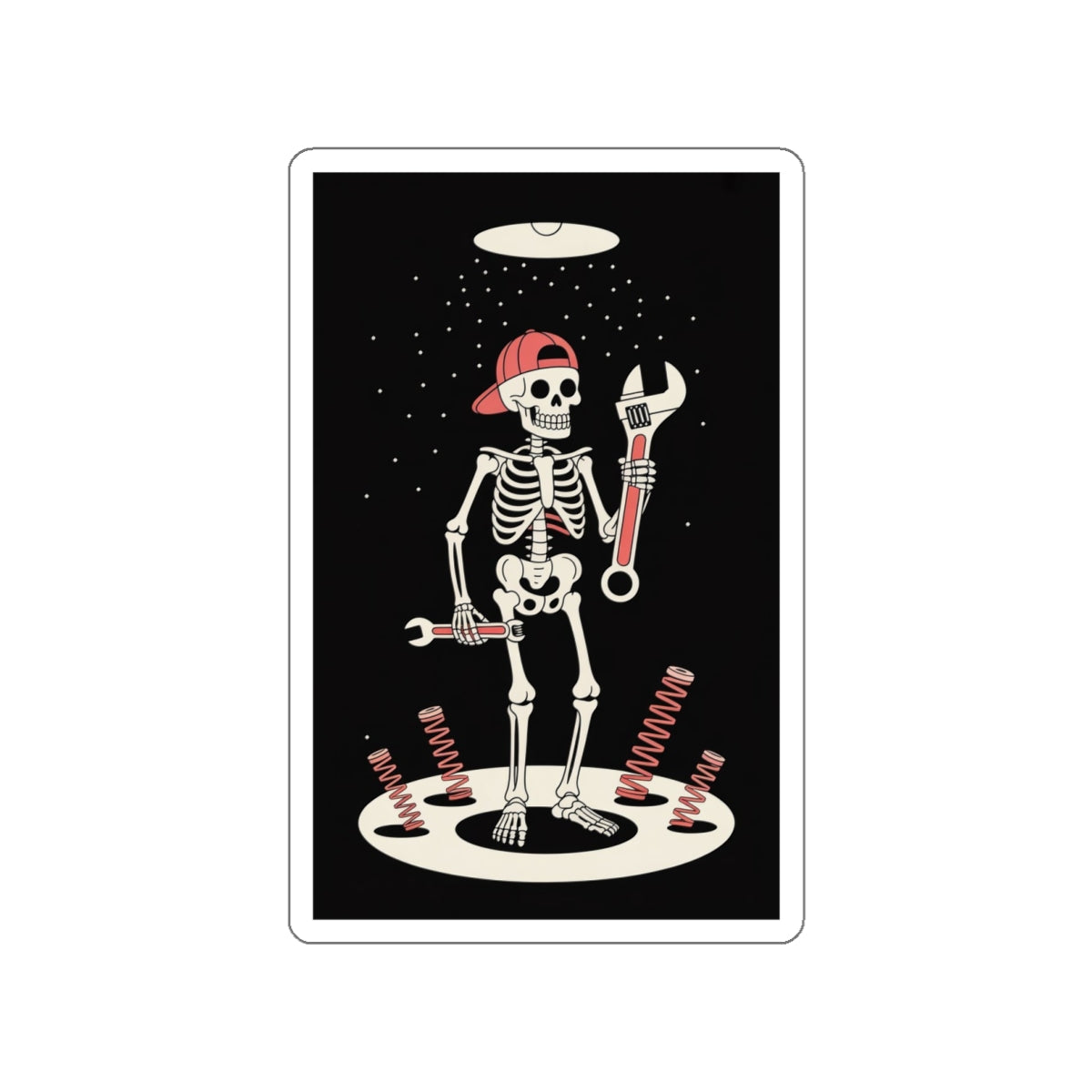 UFO Mechanic Skeleton Sticker – Die-Cut Vinyl Sticker