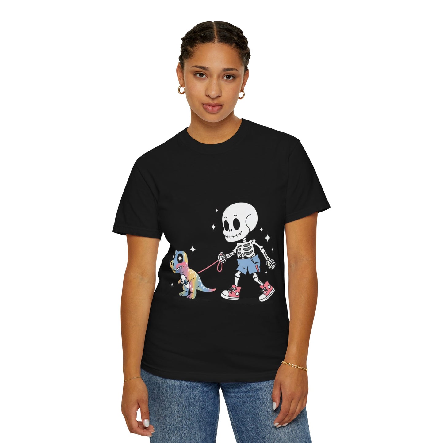 Dino Walk Tee – Skeleton Walking Rainbow Dinosaur Shirt