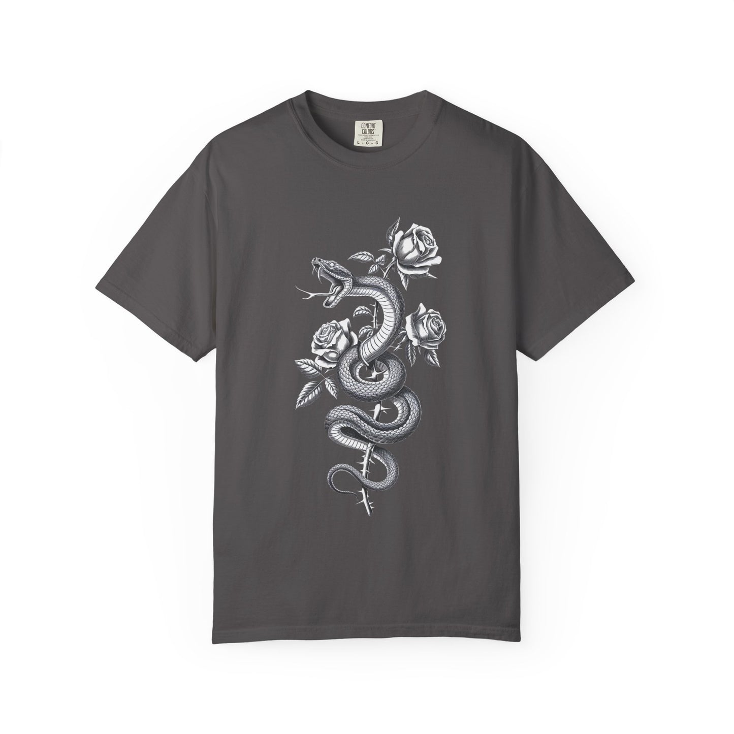 Snake and Rose Blackout Tee – Traditional Tattoo Art Shirt