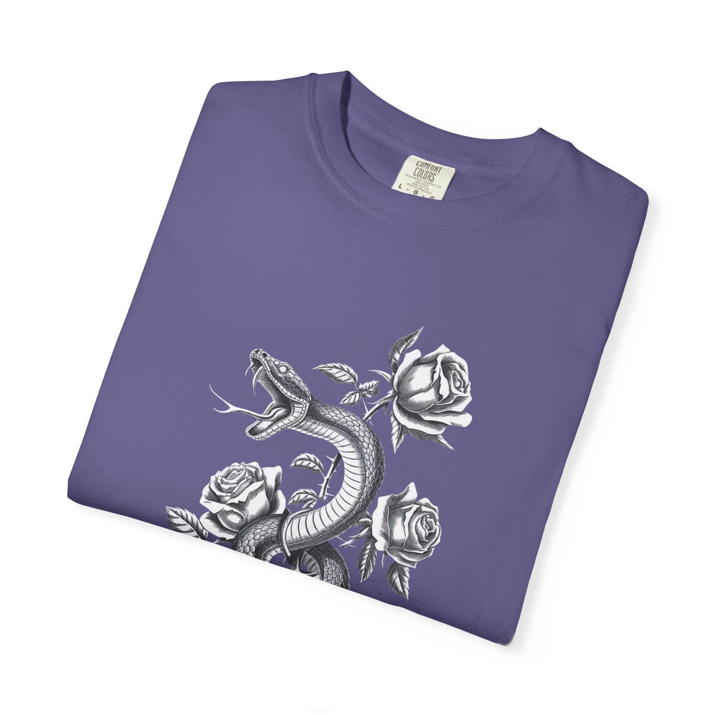 Snake and Rose Blackout Tee – Traditional Tattoo Art Shirt